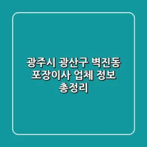광주시 광산구 벽진동 포장이사 업체 정보 총정리