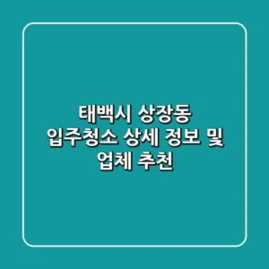 태백시 상장동 입주청소: 상세 정보 및 업체 추천
