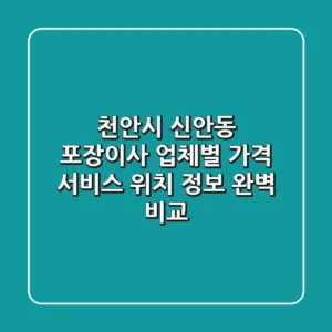 천안시 신안동 포장이사: 업체별 가격, 서비스, 위치 정보 완벽 비교
