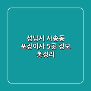 성남시 사송동 포장이사 5곳 정보 총정리