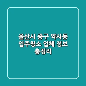 울산시 중구 약사동 입주청소 업체 정보 총정리