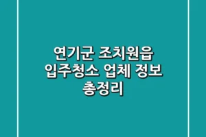 연기군 조치원읍 입주청소 업체 정보 총정리