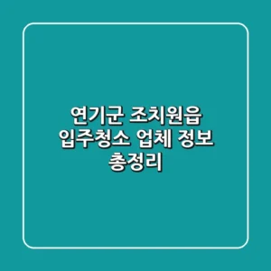 연기군 조치원읍 입주청소 업체 정보 총정리