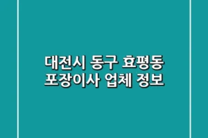 대전시 동구 효평동 포장이사 업체 정보