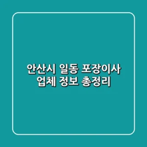 안산시 일동 포장이사 업체 정보 총정리