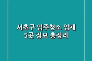서초구 입주청소 업체 5곳 정보 총정리