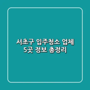 서초구 입주청소 업체 5곳 정보 총정리