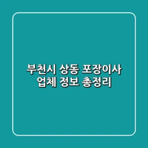부천시 상동 포장이사 업체 정보 총정리