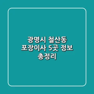 광명시 철산동 포장이사 5곳 정보 총정리