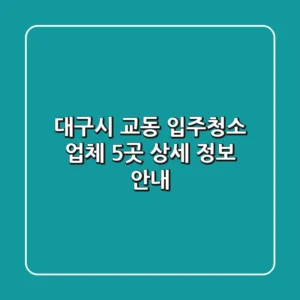 대구시 교동 입주청소 업체 5곳 상세 정보 안내
