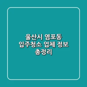 울산시 염포동 입주청소 업체 정보 총정리