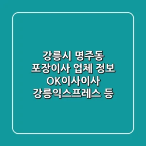 강릉시 명주동 포장이사 업체 정보 - OK이사이사, 강릉익스프레스 등
