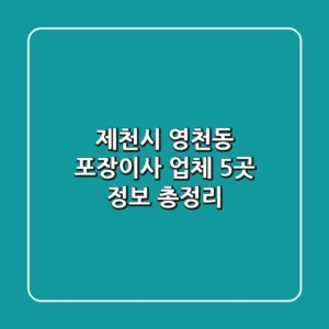 제천시 영천동 포장이사 업체 5곳 정보 총정리