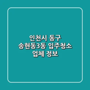 인천시 동구 송현동3동 입주청소 업체 정보
