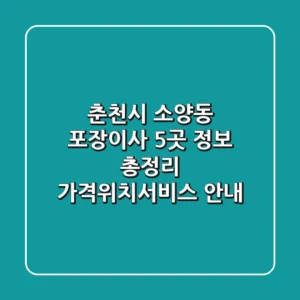 춘천시 소양동 포장이사 5곳 정보 총정리 - 가격/위치/서비스 안내