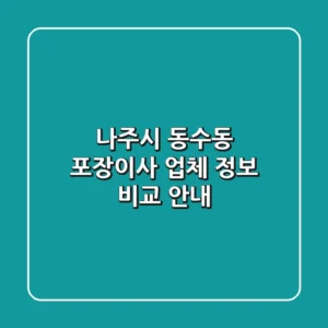 나주시 동수동 포장이사, 업체 정보 비교 안내