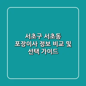 서초구 서초동 포장이사 정보 비교 및 선택 가이드