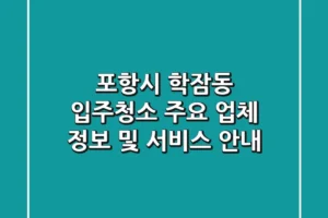 포항시 학잠동 입주청소: 주요 업체 정보 및 서비스 안내