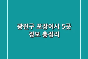 광진구 포장이사 5곳 정보 총정리